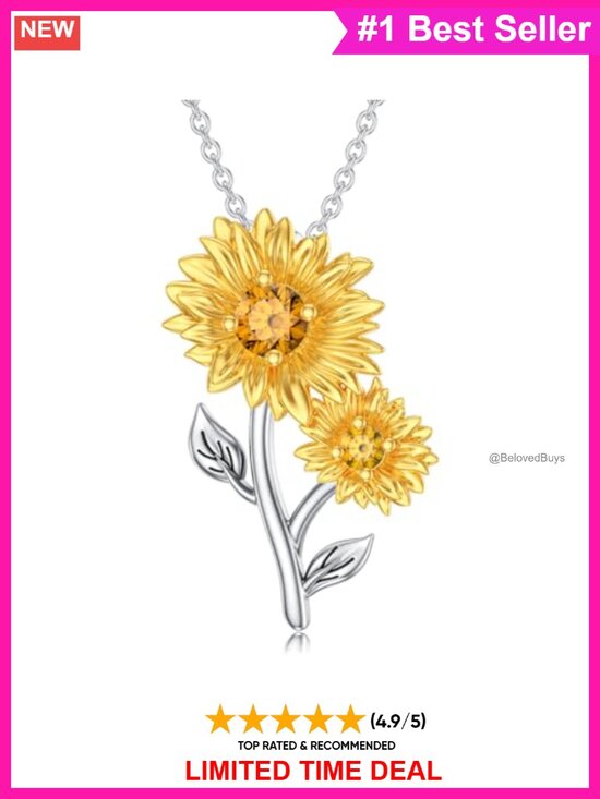 Jewelry - Sunflower Necklace Sterling Silver Citrine Pendant